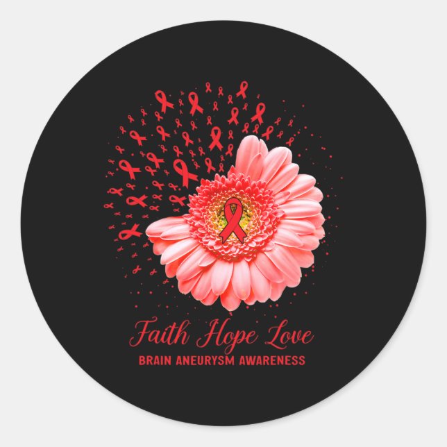 Sticker Rond Faith Hope Love Cerveau Aneurysme Sensibilisation  (Devant)