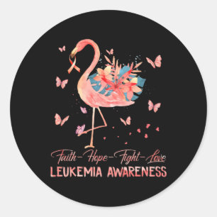 Sticker Rond Faith Hope Love Flamant rose rose Leucémie du sein