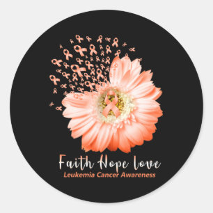 Sticker Rond Faith Hope Love Leukemia Sensibilisation Orange Ru