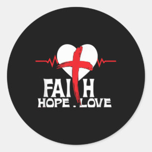 Sticker Rond Faith Hope Love Love Jesus Christian Christmas
