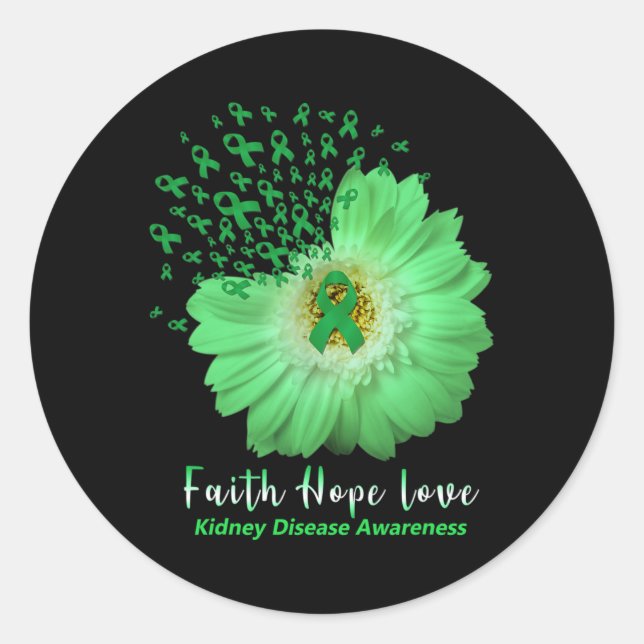 Sticker Rond Faith Hope Love Maladie du rein Sensibilisation cô (Devant)