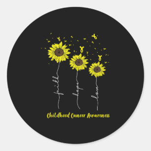 Sticker Rond Faith Hope Love Sunflower Childhood Cancer Award