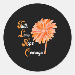 Sticker Rond Faith Love Hope Courage Aml Leukemia Sensibilisati