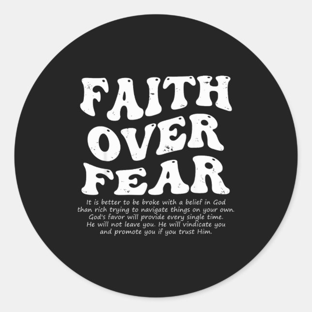 Sticker Rond Faith Over Fear Christian  (Devant)