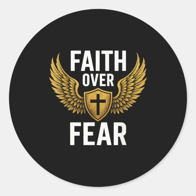 Sticker Rond Faith Over Fear Gold  (Devant)