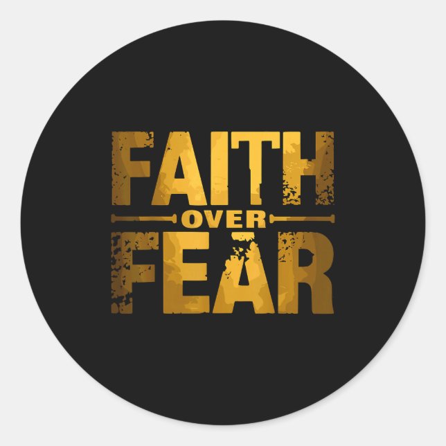 Sticker Rond Faith Over Fear Insrational Christian Quote  (Devant)