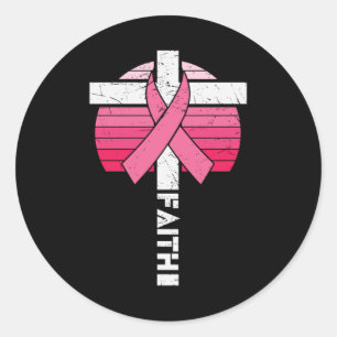 Sticker Rond Faith Sensibilisation au cancer du sein Christian
