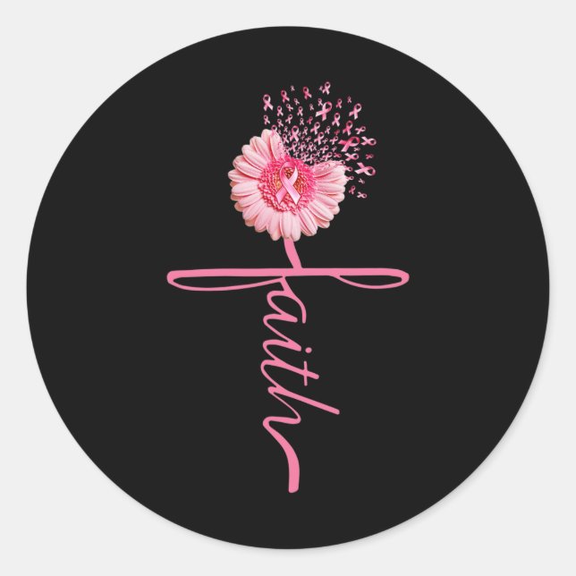 Sticker Rond Faith Sunflower rose Ruban Prix du cancer du sein (Devant)
