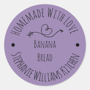 Sticker Rond Faits Maison avec Amour Lavande   Pâtisseries