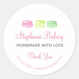Sticker Rond Faits maison avec Amour  Macarons Boulangerie Merc