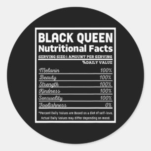 Sticker Rond Faits nutritionnels de la Reine Noire Fière Mois d