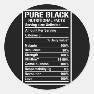 Sticker Rond Faits nutritionnels noirs purs