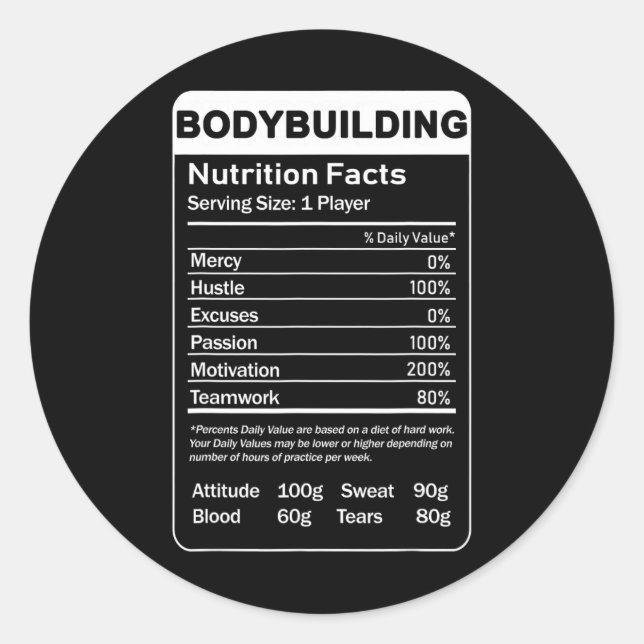 Sticker Rond Faits nutritionnels pour la musculation  (Devant)