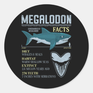 Sticker Rond Faits sur le Mégalodon Meg Fossile de Dent de Requ