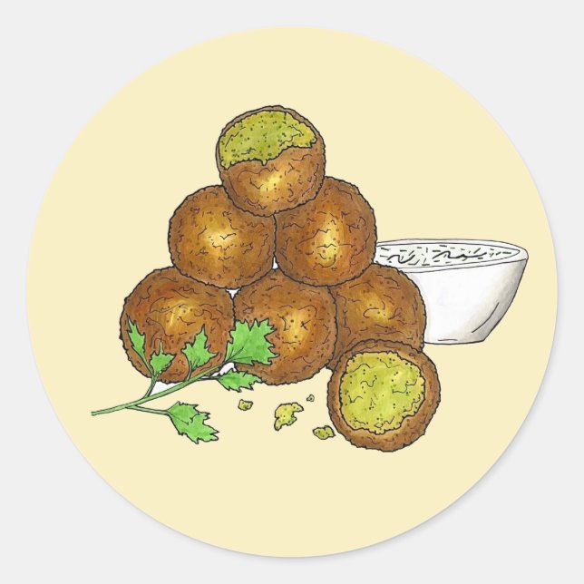 Sticker Rond Falafel Balls Moyen-Orient pois chiches égyptien (Devant)