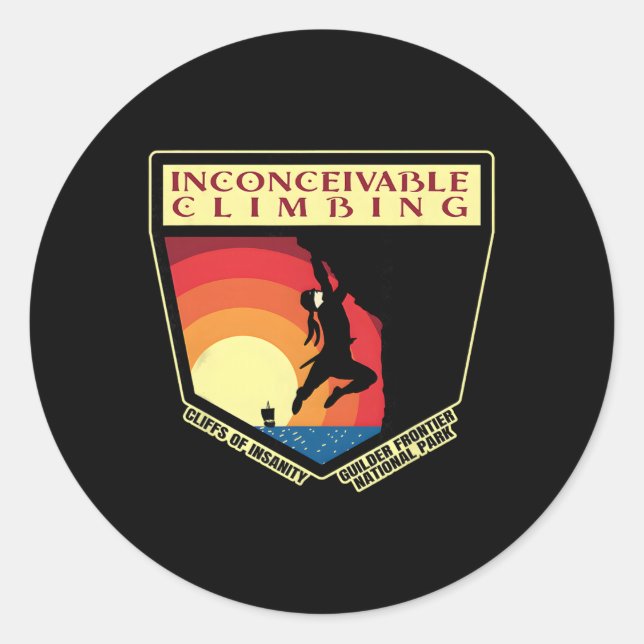Sticker Rond Falaise d'escalade inconcevable de la folie Guilde (Devant)