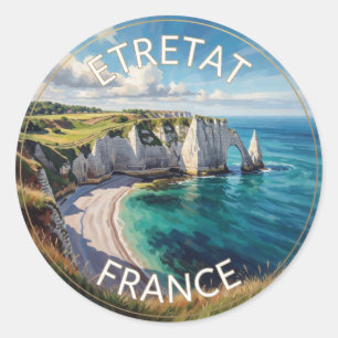 Sticker Rond Falaises d'Étretat France Arche Côtière