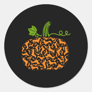 Sticker Rond Fall Dachshund Doxin Citrouille Amusant Halloween