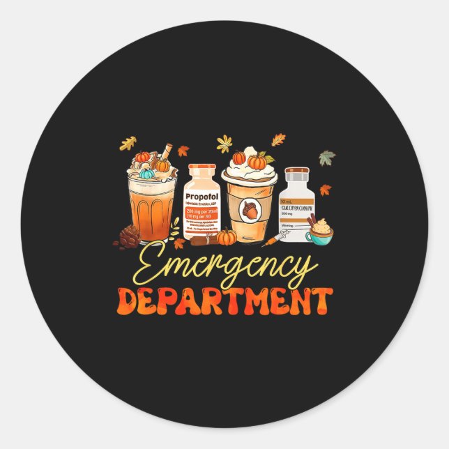 Sticker Rond Fall Er Nurse Emergency Room Nurse School Pumpkin  (Devant)