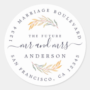 Sticker Rond Fall Foliage Future Mme Mariage Adresse de retour