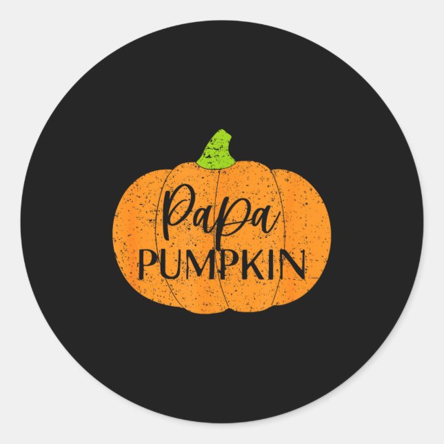 Sticker Rond Fall Halloween Thanksgiving Papa Pumpkin Soon To B (Devant)
