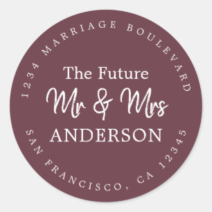 Sticker Rond Fall Love Future M. Mme Burgundy Retour Adresse