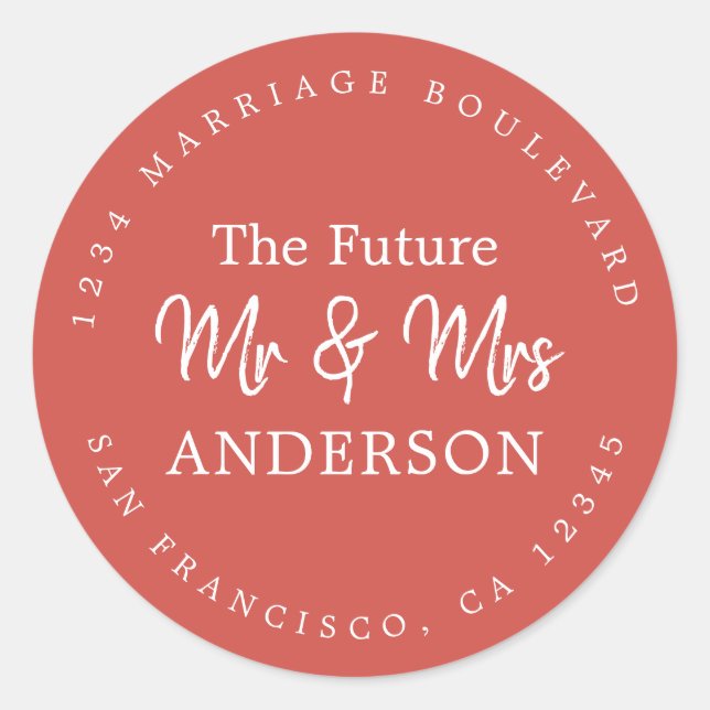 Sticker Rond Fall Love Future M. Mme Red Retour Adresse (Devant)