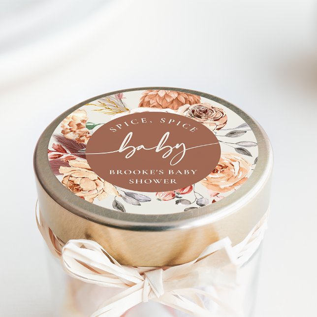 Sticker Rond Fall Pumpkin "Spice Spice Baby" Baby Shower (Créateur téléchargé)