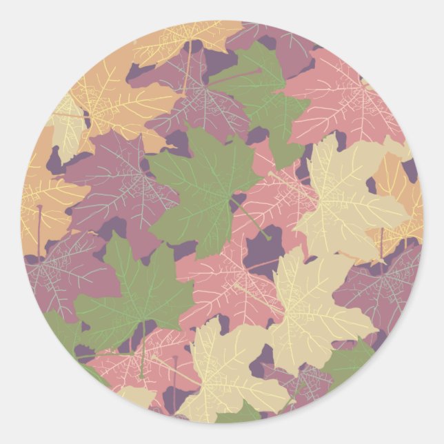 STICKER ROND FALLEN MAPLE FEUILLES HEUREUX AUTOMNE (Devant)