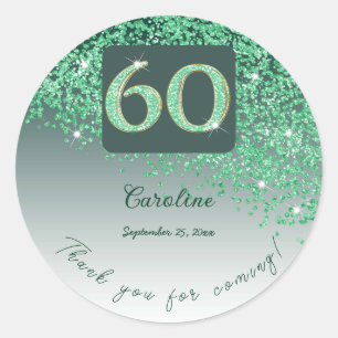 Sticker Rond Falling Green Parties scintillant, 60e anniversair