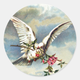 Sticker Rond Falln Dove avec Roses