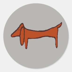 Sticker Rond Fameux Dachshund Abstrait
