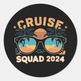 Sticker Rond Famille amis Vacation Cruising Navire Voyage 2024