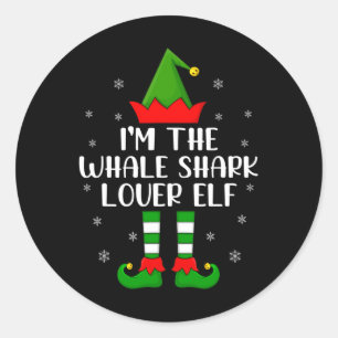 Sticker Rond Famille assortie Je suis l'elfe amoureux du requin