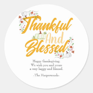 Sticker Rond Famille Bon thanksgiving moderne simple