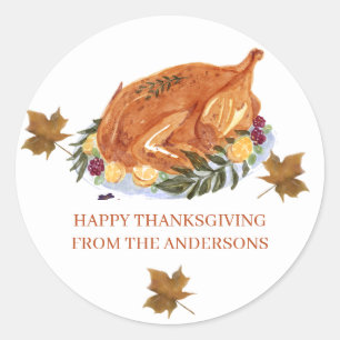 Sticker Rond Famille Bon thanksgiving moderne simple