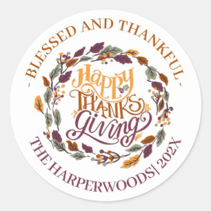 Sticker Rond Famille Bon thanksgiving moderne simple