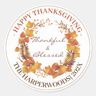 Sticker Rond Famille Bon thanksgiving moderne simple