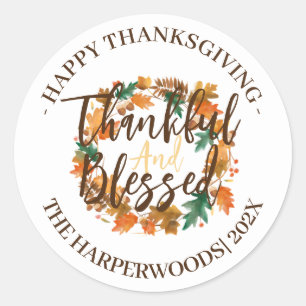Sticker Rond Famille Bon thanksgiving moderne simple