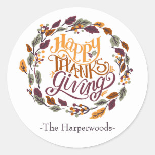 Sticker Rond Famille Bon thanksgiving moderne simple