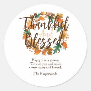Sticker Rond Famille Bon thanksgiving moderne simple