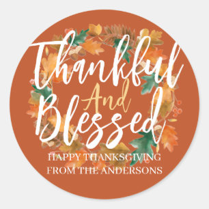 Sticker Rond Famille Bon thanksgiving moderne simple