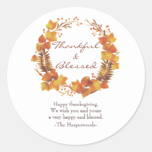 Sticker Rond Famille Bon thanksgiving moderne simple