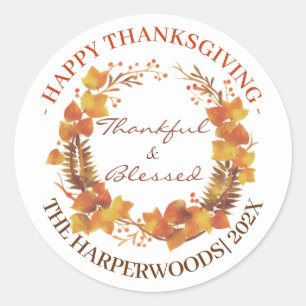 Sticker Rond Famille Bon thanksgiving moderne simple