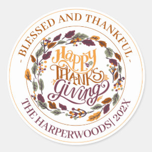 Sticker Rond Famille Bon thanksgiving moderne simple