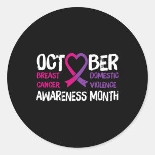 Sticker Rond Famille Breast Cancer and Domestic Violence Awaren