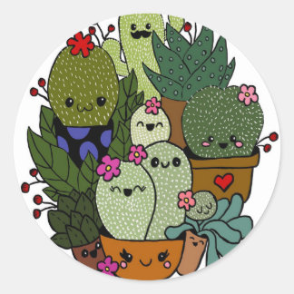 Sticker Rond famille cactus