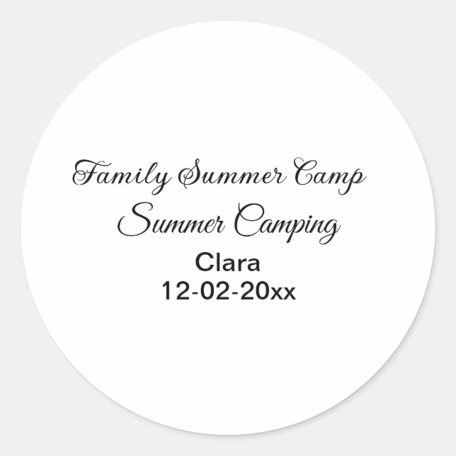 Sticker Rond Famille camping vacances personnalisée ajouter nom (Devant)