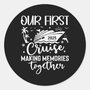 Sticker Rond Famille Croisière Chemise Vacances Summer Week-end