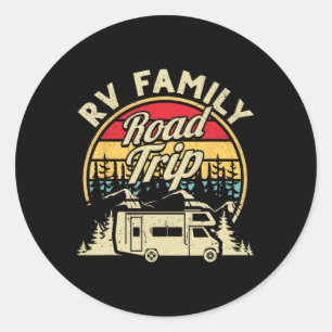 Sticker Rond Famille de camping-car de camping assortie Voyage 